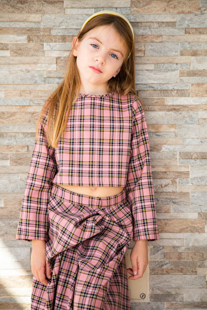 Maglia crop tartan