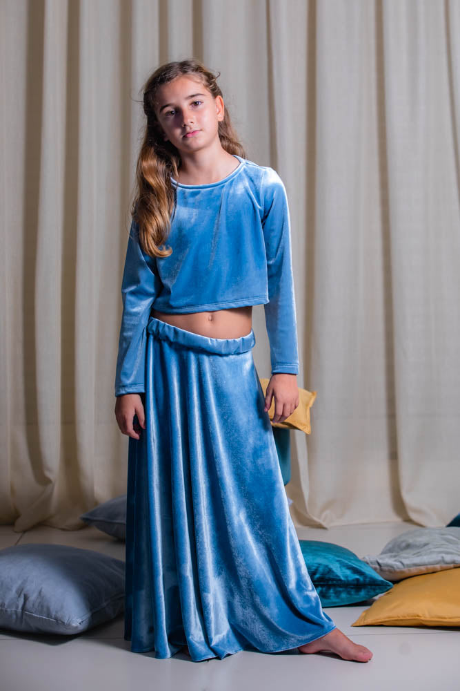 Maglia crop velvet + Gonna lunga velvet