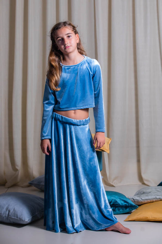 Maglia crop velvet + Gonna lunga velvet