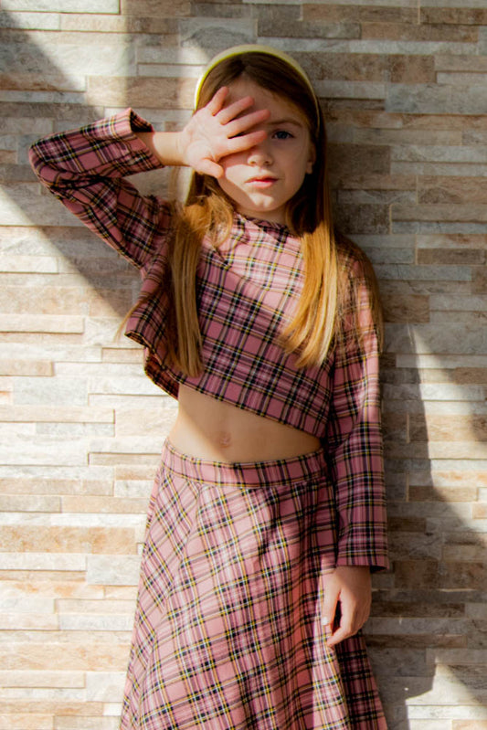 Maglia crop tartan